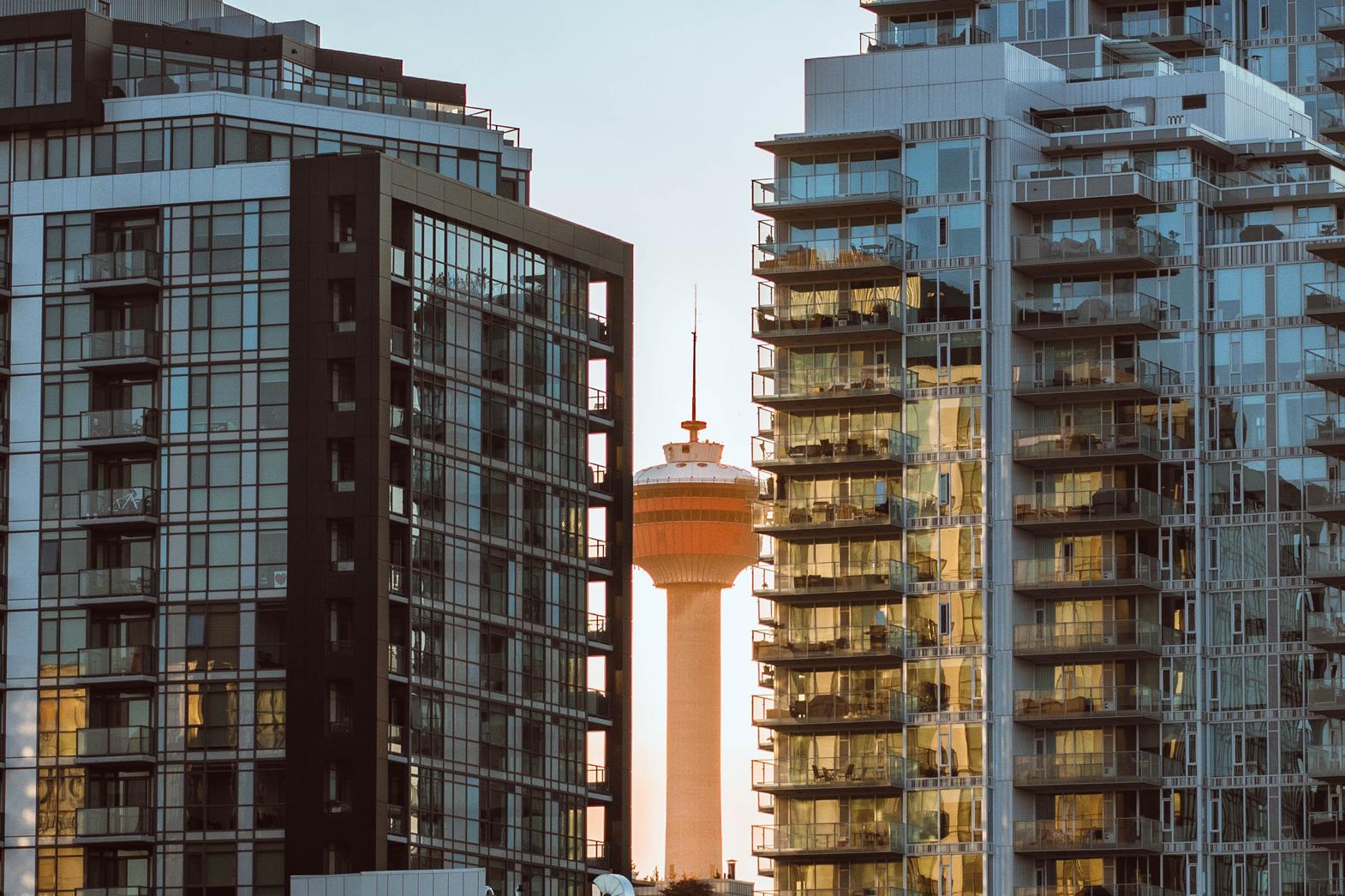 Calgary Tower in East Village, Calgary, AB