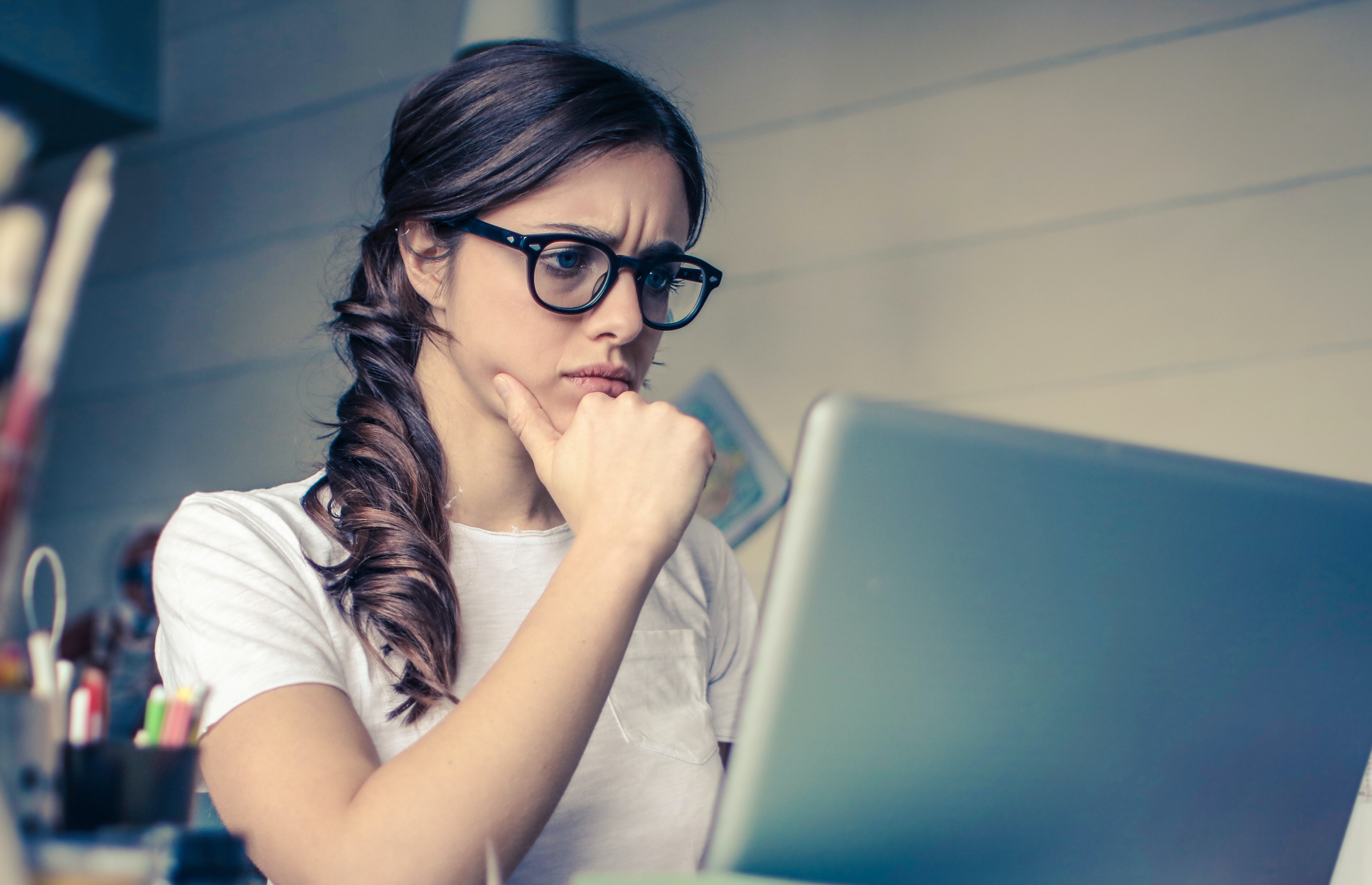 A person reviewing a form