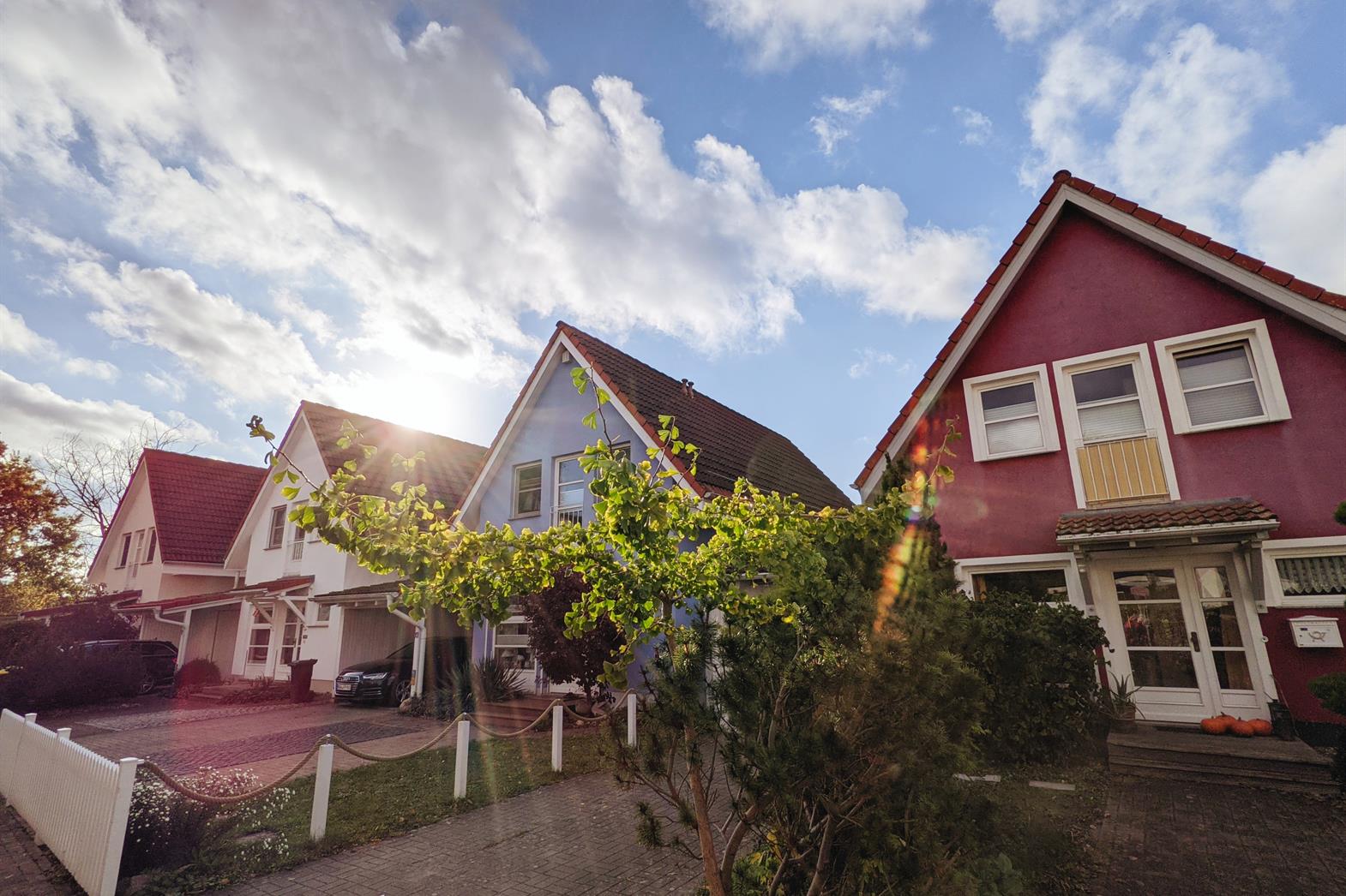 Row houses on a sunny day