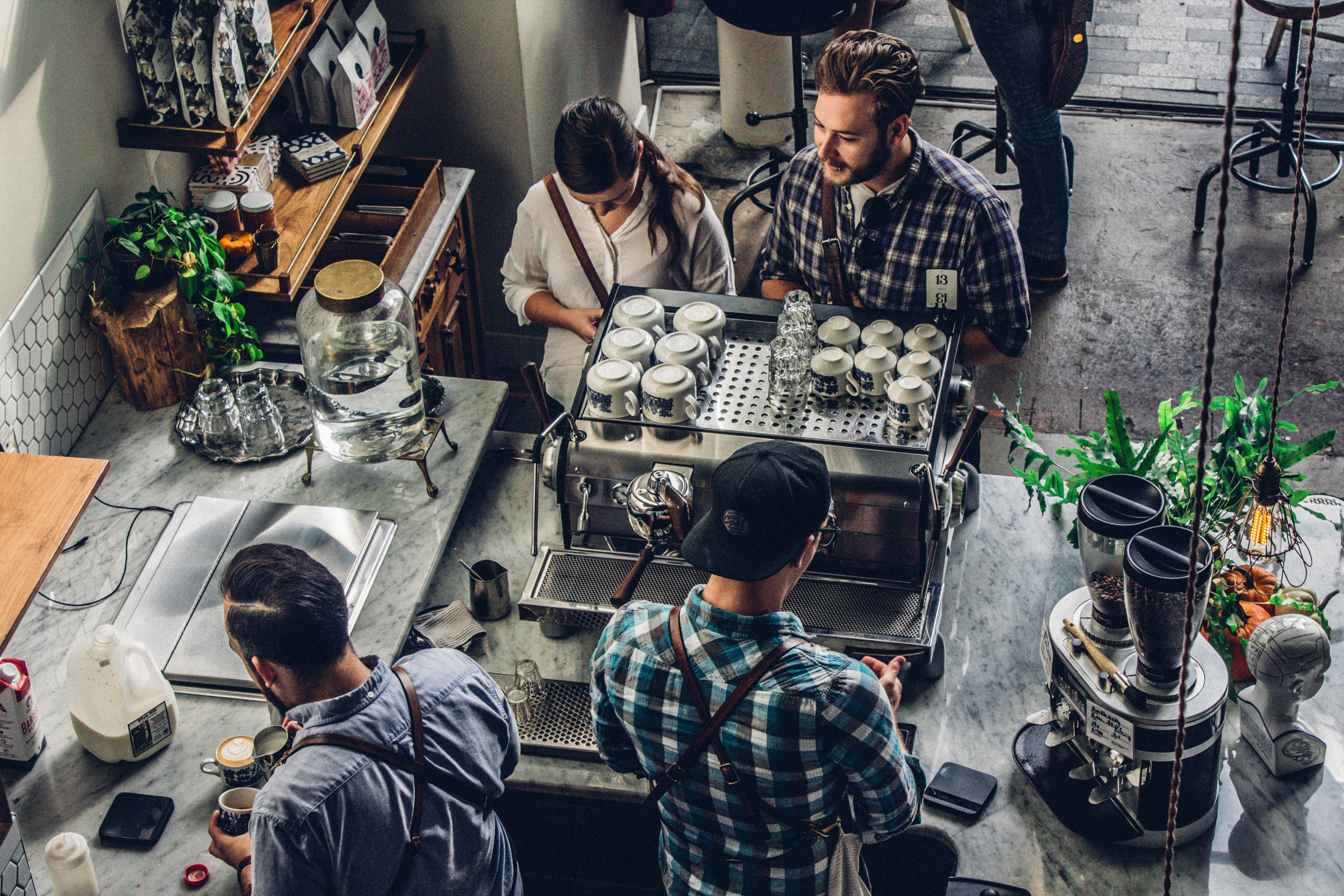People buying coffee at a cafe