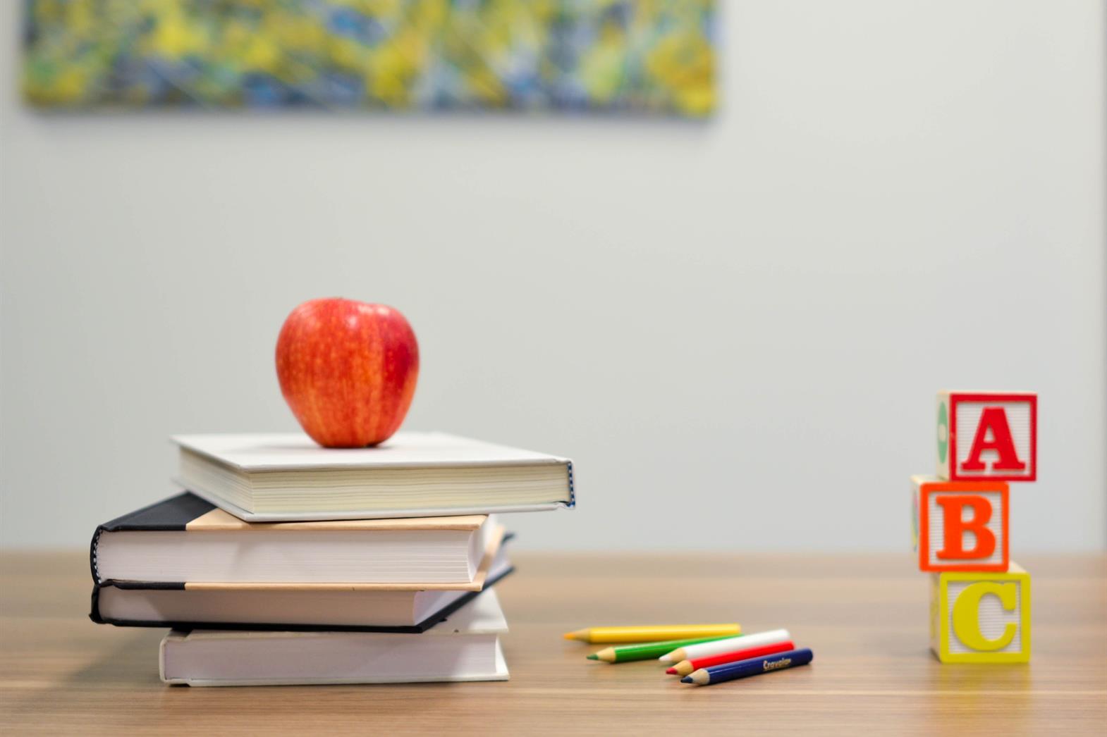 Apple and books at school