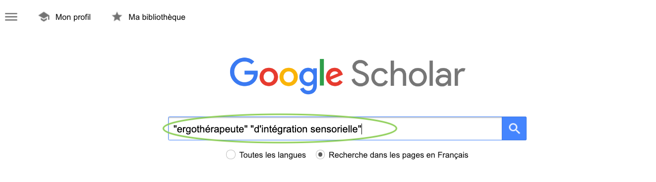 Google Scholar: Termes de recherche